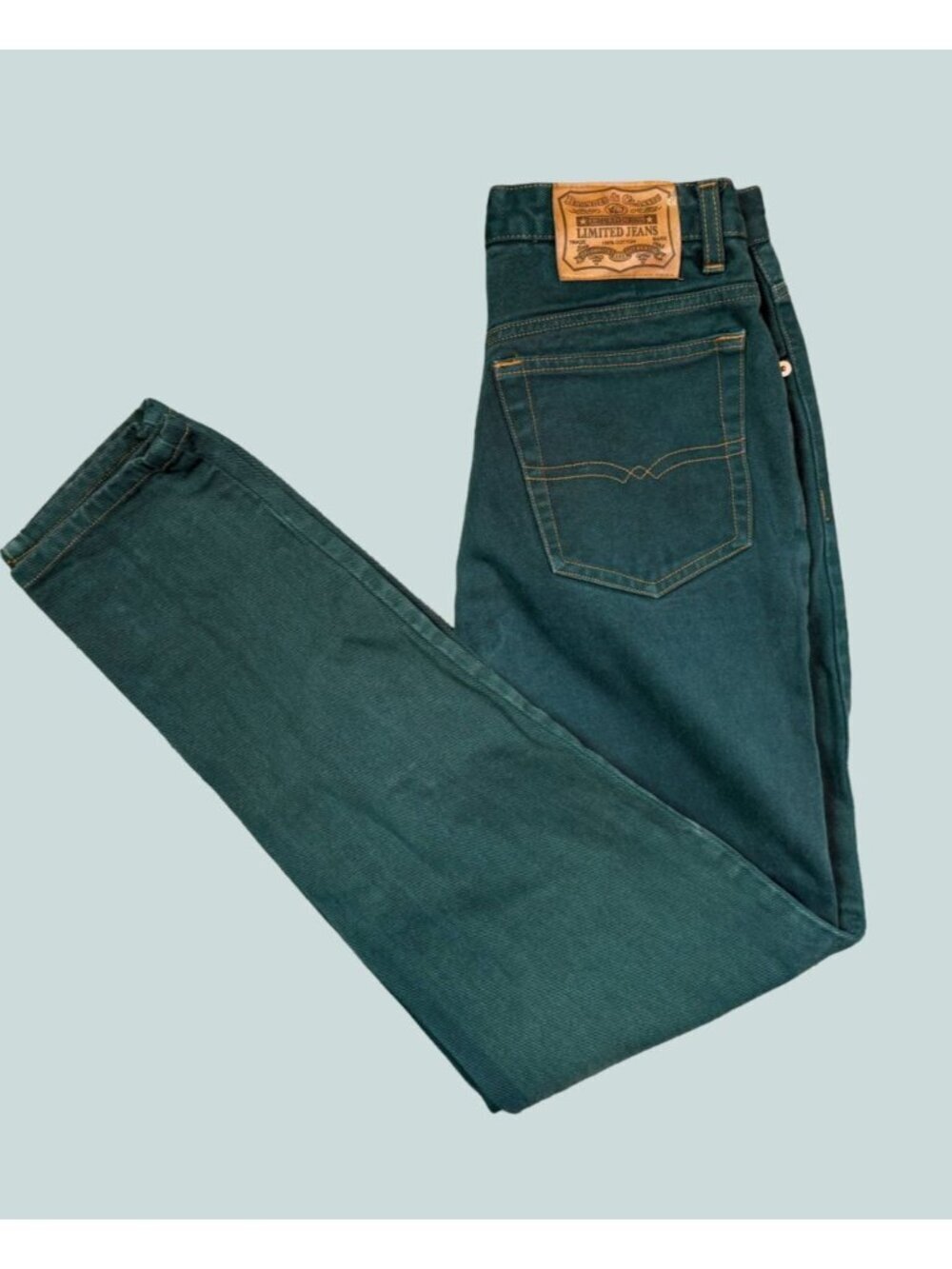 Vintage The Limited Jeans Womens 8 Green High Rise Straight Leg 100% Cotton